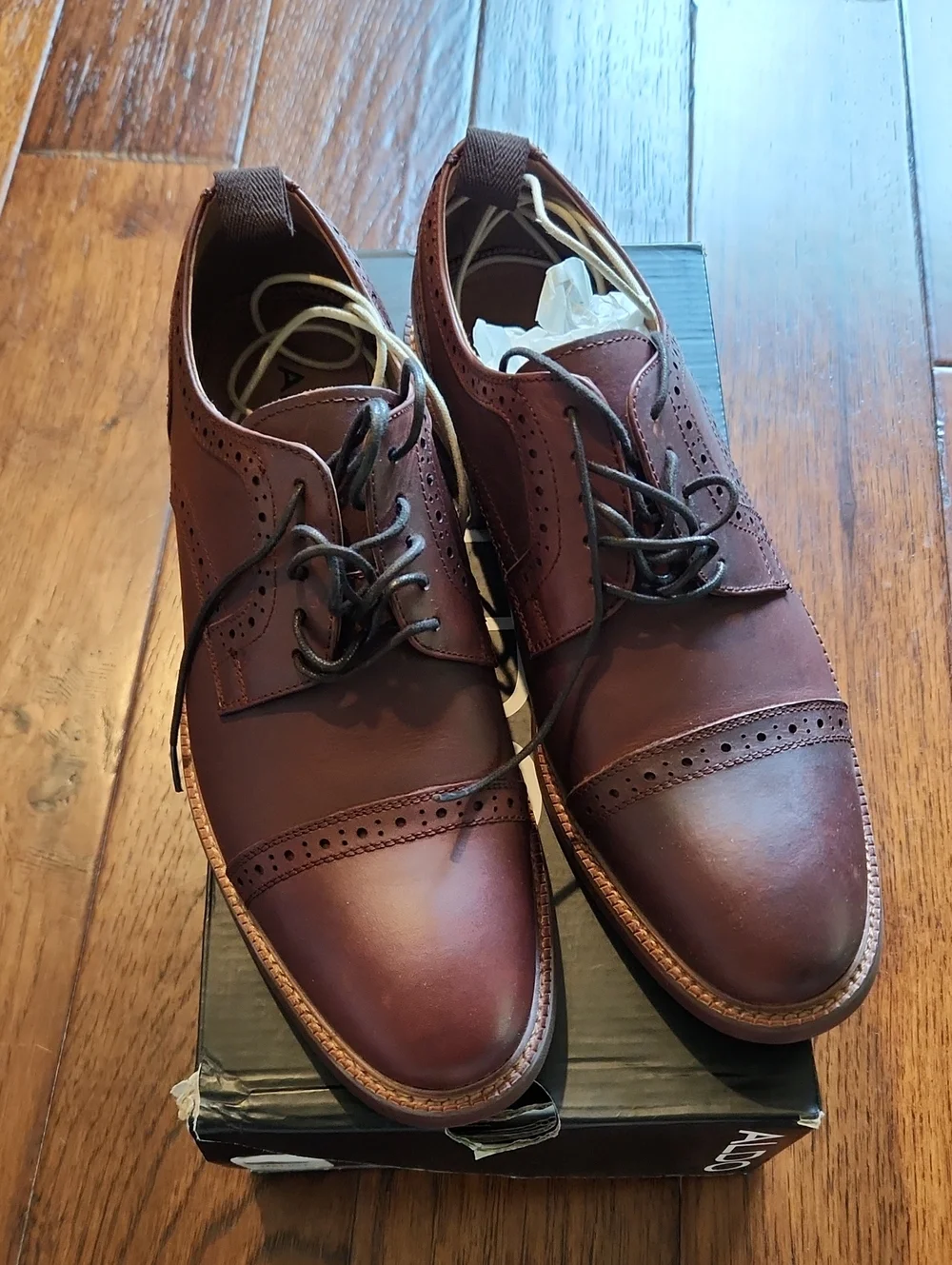 Aldo Men's Chestnut Brown Cap-Toe Derby Oxfords